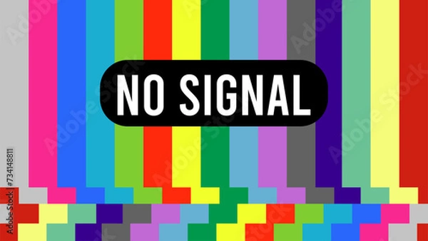 Fototapeta The TV screen has no signal, Technical difficulties, A screenshot of the screen with the inscription "no signal" the illustration is a template in a flat style.