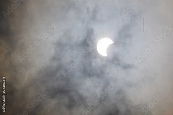 Fototapeta On October 14, 2023, the New Moon's annular Solar Eclipse occurred in Libra