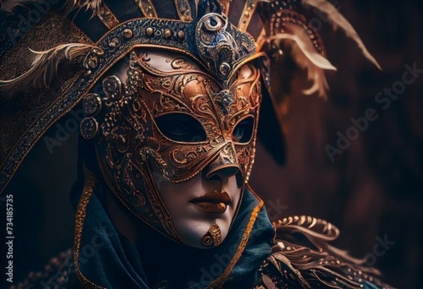 Obraz mysterious venetian carnival mask. Generative AI