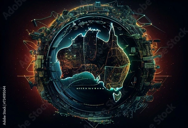 Obraz Australian cybersecurity network, illustration. Generative AI