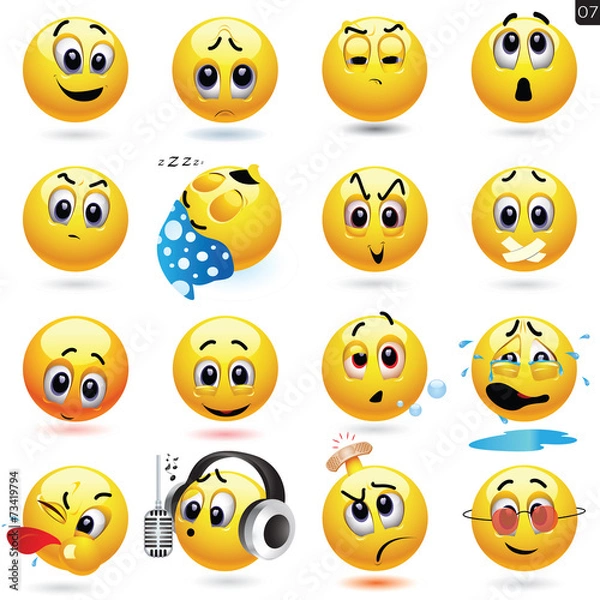 Fototapeta Vector set of smiley icons