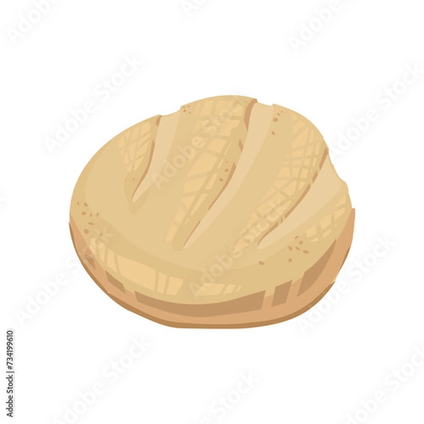 Fototapeta Baked bread. Round white with a crispy crust.
