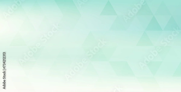 Fototapeta Subtle greenish cyan background with translucent triangles. Pale vector pattern