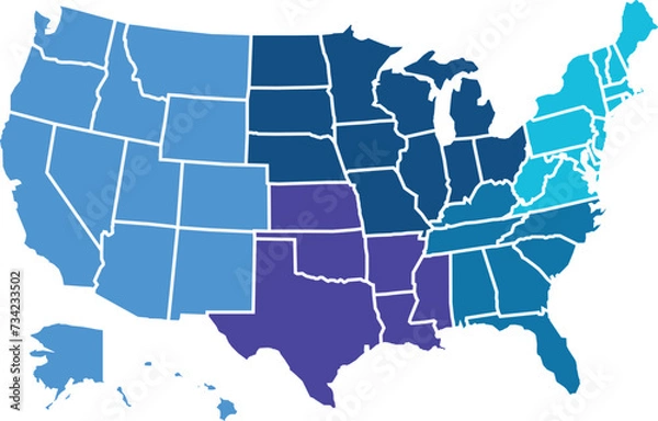 Fototapeta Map of the United States of America in vector format