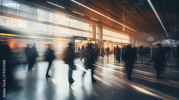 Obraz passengers in shanghai pudong airport with motion blur