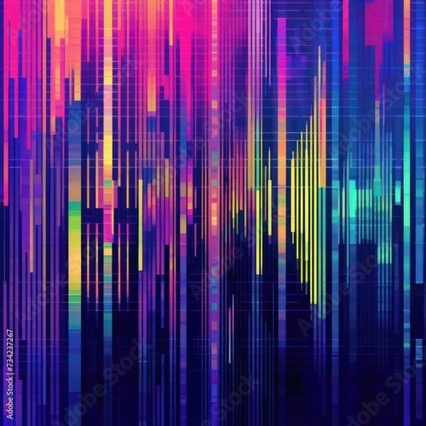 Fototapeta Abstract geometry background. Minimalism design, bright coloured. Graphic lines, elements illustration, artistic modern futuristic print, artwork. For poster, cover, presentation