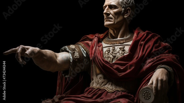 Obraz Julius Caesar statue in ancient Rome, stoned statue on a roman background. Gaius Iulius Caesar