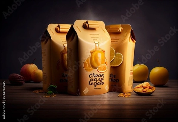 Fototapeta Triple of Food Pouch. Generative AI