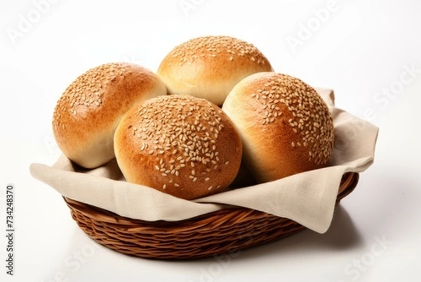 Fototapeta bun bread closeup isolated on white background
