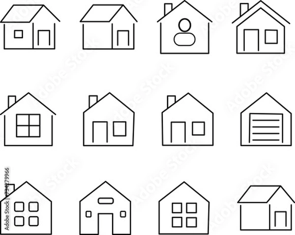 Fototapeta House icons set. Home icon collection. Real estate. houses symbols for apps and websites . Vector illustation