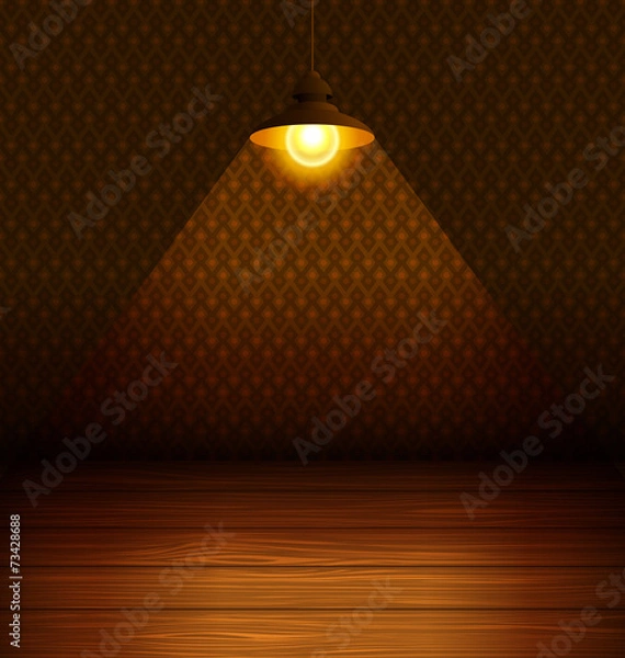 Obraz The lamp in the room with a wooden floor
