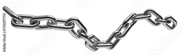 Fototapeta Silver chain isolated on a transparent background. 3D render.