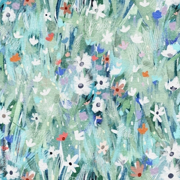 Obraz Floral abstract watercolor seamless pattern