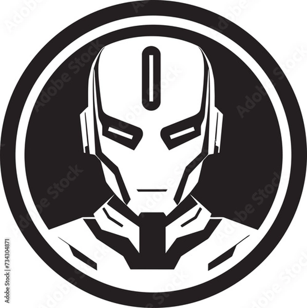 Fototapeta Technological Triumph Cyberrobotic Head Icon Electronic Evolution Black Robotic Face Symbol