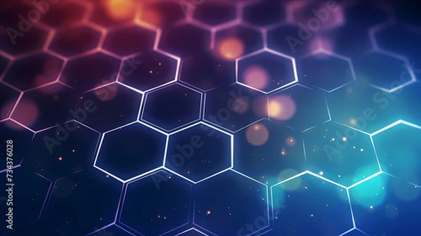 Fototapeta Modern science background hexagon lines and points wave flow abstract background