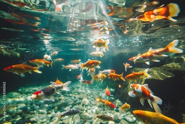 Fototapeta A mesmerizing display unfolds in the crystalline waters, capturing the essence of beauty and tranquility