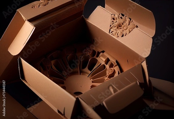 Obraz Open brown carton. Side view. Generative AI