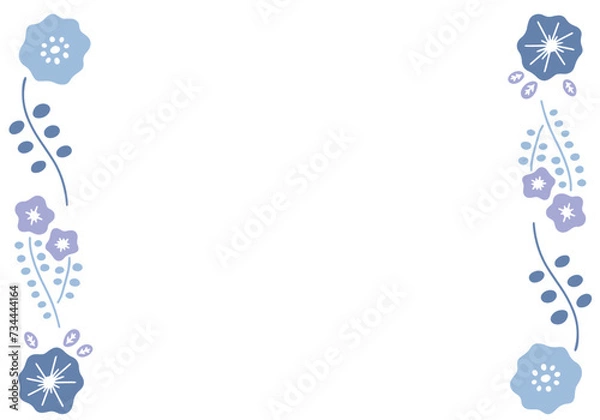 Fototapeta 梅雨色の北欧風の花フレーム
