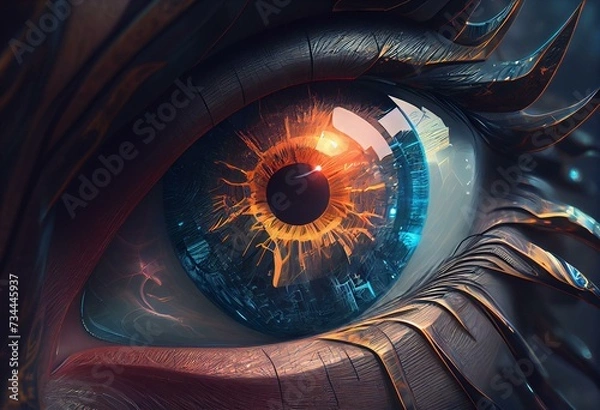 Fototapeta Abstract Digital Futuristic Eye. Generative AI