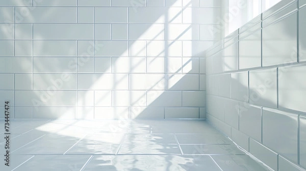Obraz 真っ白で清潔なタイルの部屋