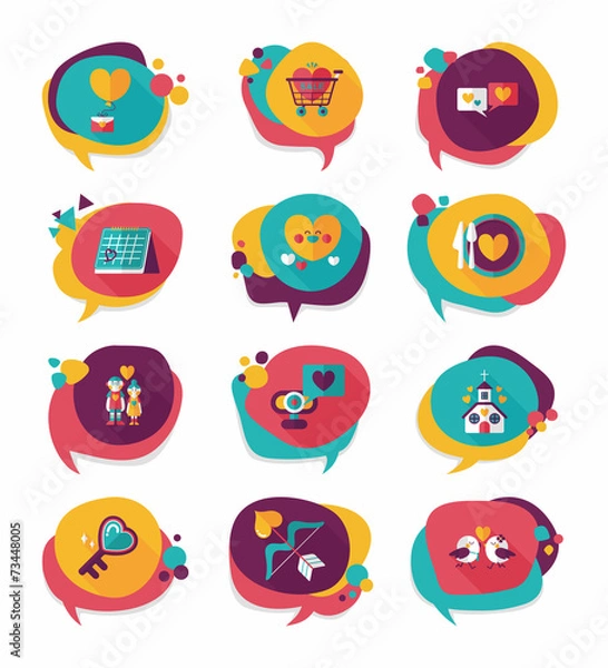 Fototapeta Valentine’s Day speech bubble banner flat design background se