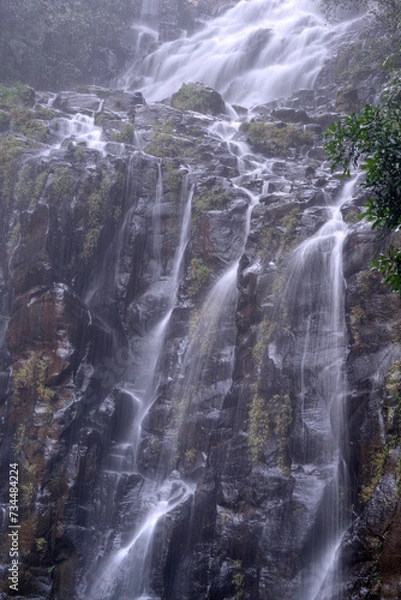 Obraz Mungalli Falls, nestled in the Atherton Tablelands of Queensland, cascades through lush rainforest terrain, offering a stunning display of natural power, serenity, and tropical beauty.