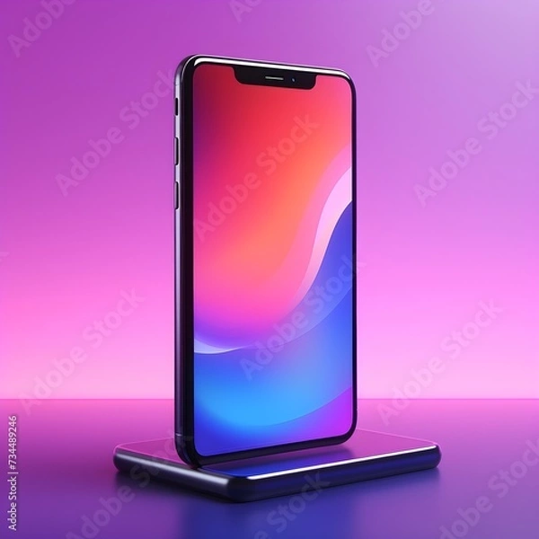 Fototapeta A sleek, modern smartphone with a captivating gradient of colors