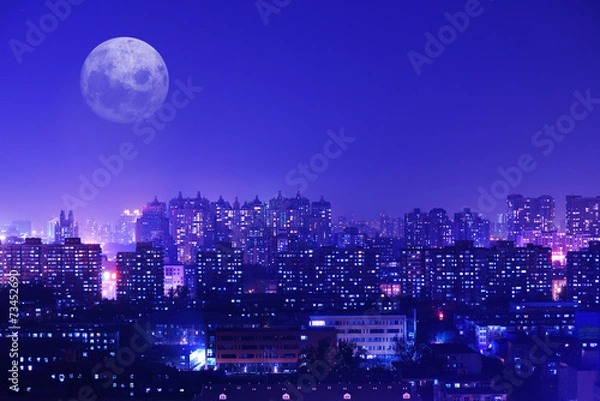 Obraz a myriad twinkling lights of a city in the night