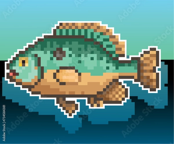 Obraz Lake fish, fishing fish vector pixel, vector pixel art