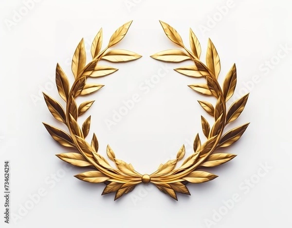 Obraz Laurel award. symbol of victory and achievement. design element for decoration of medals, awards, emblems or birthday logos. gold laurel wreath. isolated realistic vector object