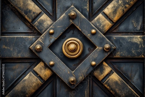 Fototapeta Art Deco interior, featuring geometric patterns and metallic accents, exuding elegance and sophistication. Generative AI