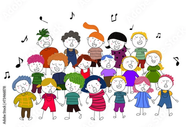 Obraz children choir singing vector illustration