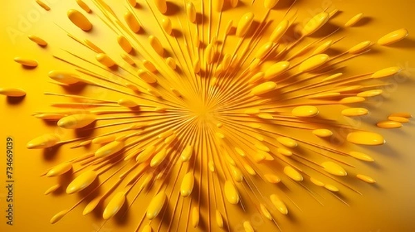 Fototapeta A top view of a bright and cheerful sunshine yellow background, radiating warmth and positivity