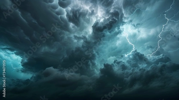 Fototapeta Lightning, thunder cloud dark cloudy sky