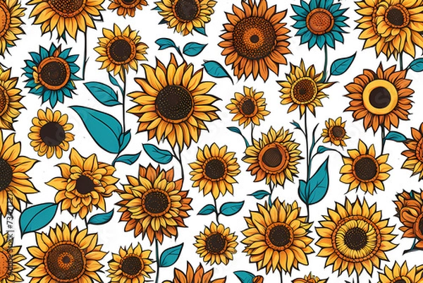 Fototapeta Sunflower sticker pattern
