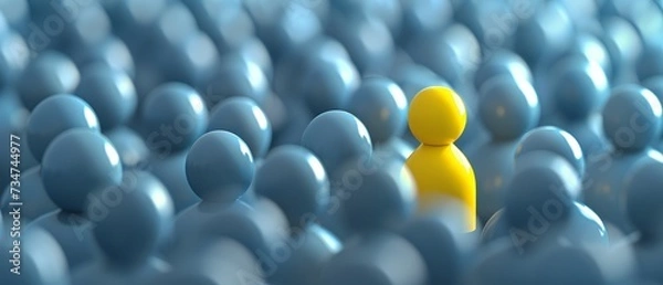 Obraz Yellow Person Standing Out From the Crowd
