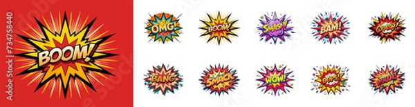 Obraz Comic explosions. Set of cartoon comic explosions. Speech bubbles	