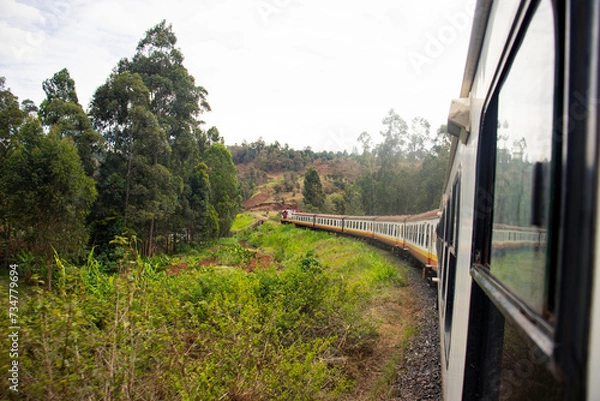 Fototapeta A  train passing through the countryside