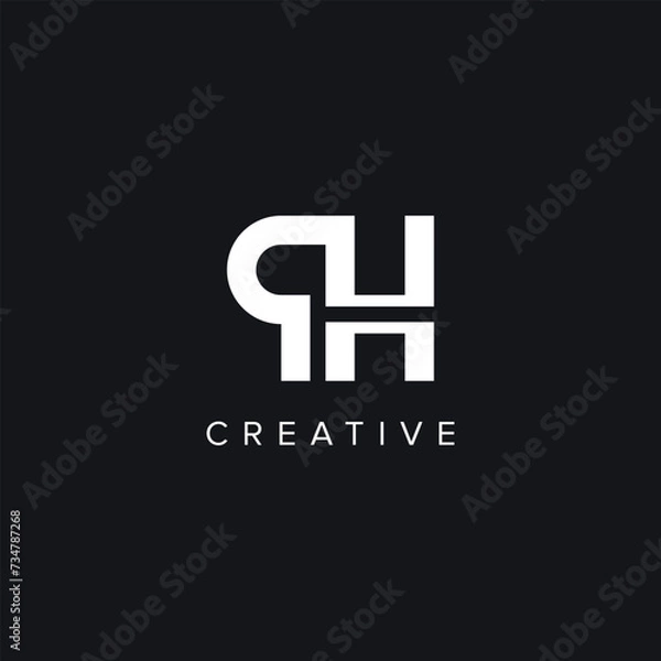 Fototapeta Alphabet Letters QH HQ Minimal Logo Initial Based Monogram Icon Vector.