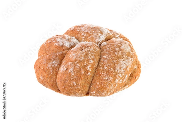 Obraz Close-up of a wholemeal  plaited bread on white background