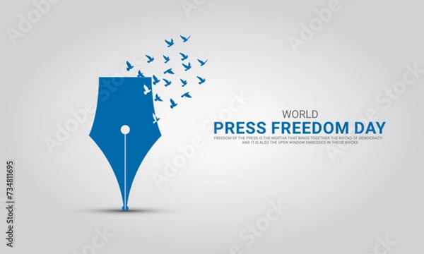 Fototapeta World press freedom day. World Press Day to raise awareness of the importance of freedom of the press. 3D Illustration