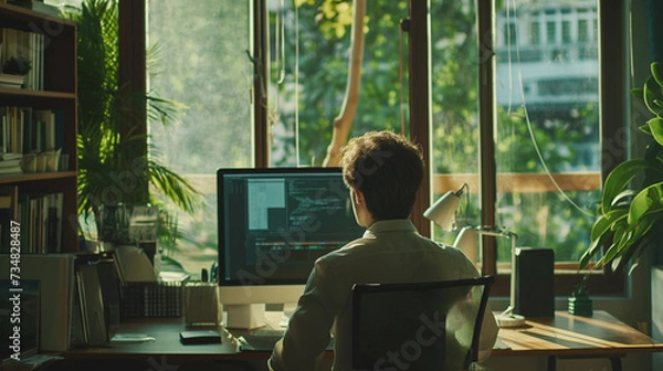 Obraz person working on laptop