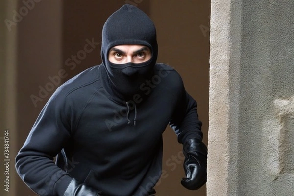 Obraz Thief, robber in a black suit