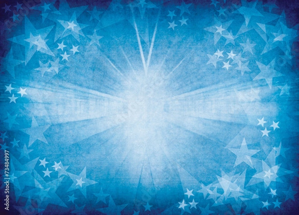 Obraz Blue glowing star background.