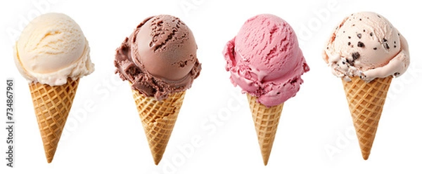 Obraz Gałki lodów o smaku mieszanki rożków waflowych