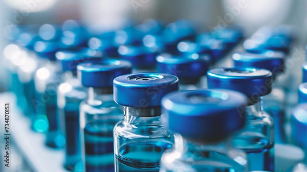 Fototapeta Vaccine vials and syringe injection in hospital laboratory for vaccination.