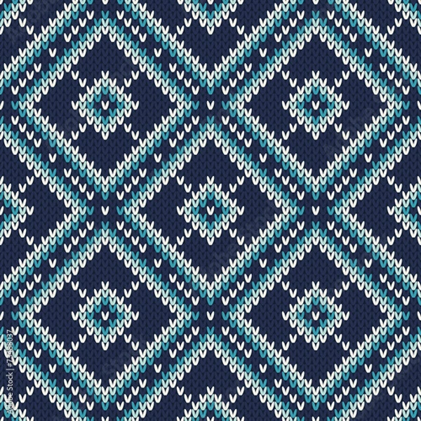 Fototapeta Seamless Knitted Pattern. Fashionable Sweater Design