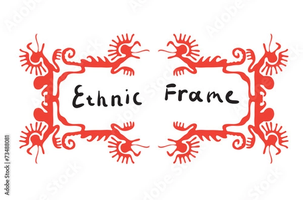 Fototapeta Red frame element with dragons, vector