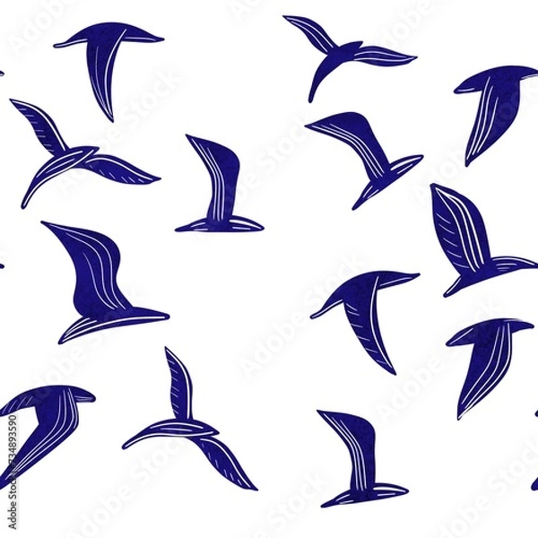 Obraz Blue seagull pattern, graphic pattern