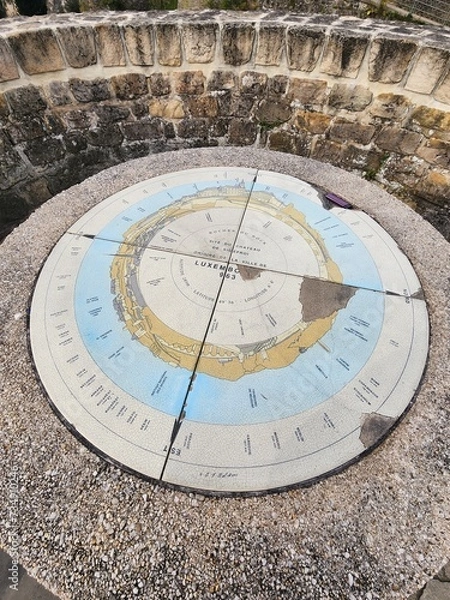 Fototapeta Compass on the map in Luxembourg